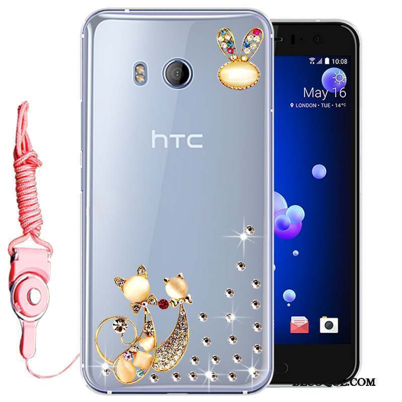 Htc U11 Protection Strass Rose Coque De Téléphone Tout Compris Incassable