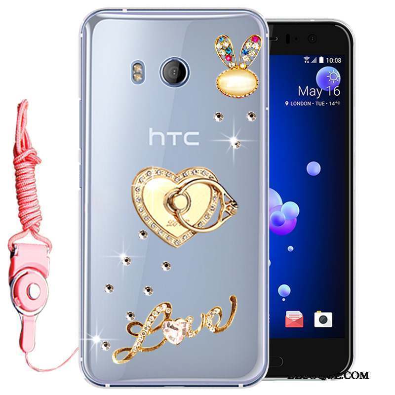 Htc U11 Protection Strass Rose Coque De Téléphone Tout Compris Incassable