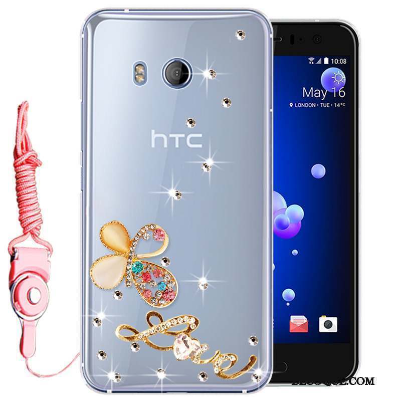 Htc U11 Protection Strass Rose Coque De Téléphone Tout Compris Incassable