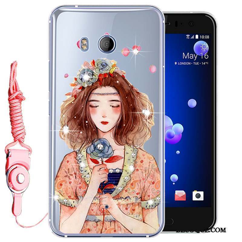 Htc U11 Protection Strass Rose Coque De Téléphone Tout Compris Incassable