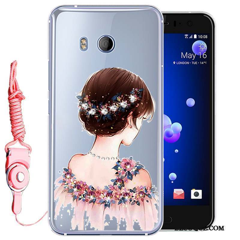 Htc U11 Protection Strass Rose Coque De Téléphone Tout Compris Incassable