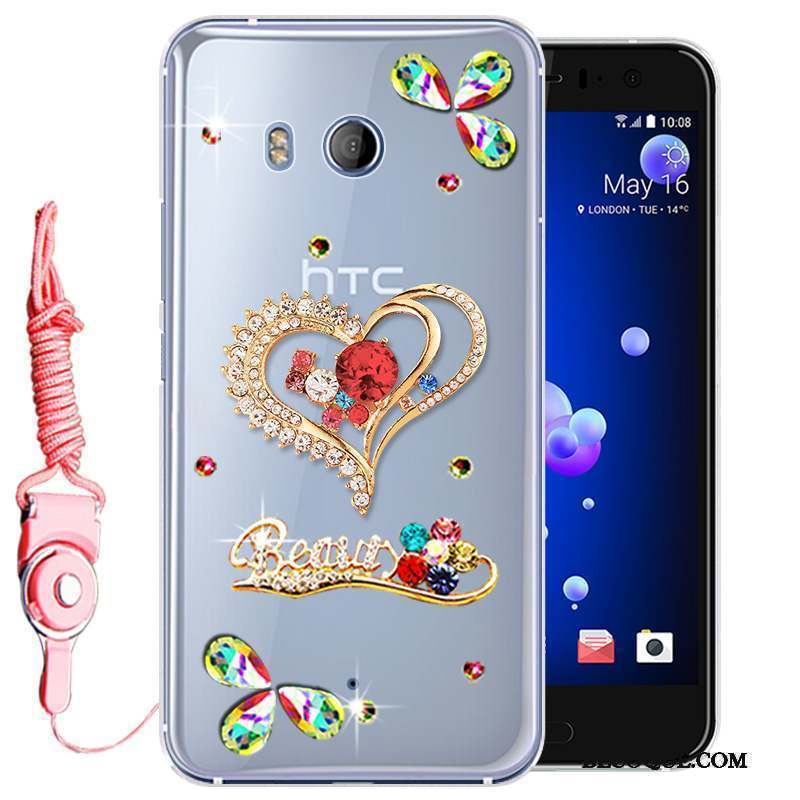 Htc U11 Protection Strass Rose Coque De Téléphone Tout Compris Incassable