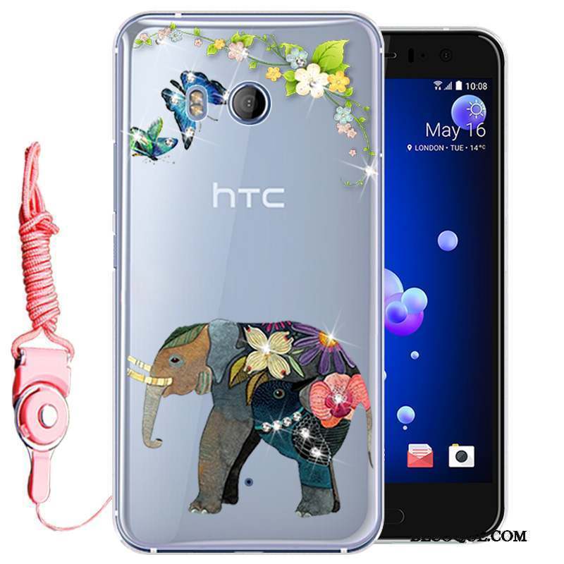 Htc U11 Protection Strass Rose Coque De Téléphone Tout Compris Incassable