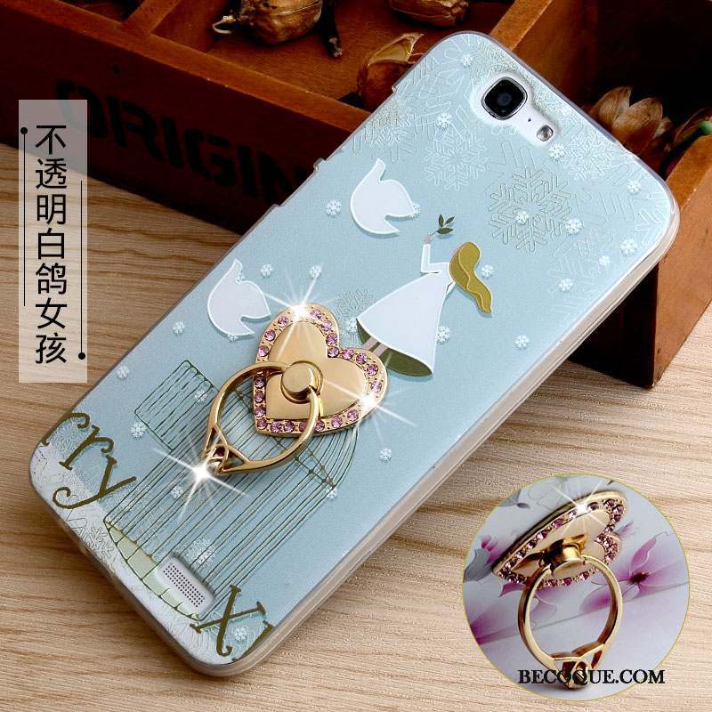 Huawei Ascend G7 Coque De Téléphone Gaufrage Incassable Rose Fluide Doux Protection