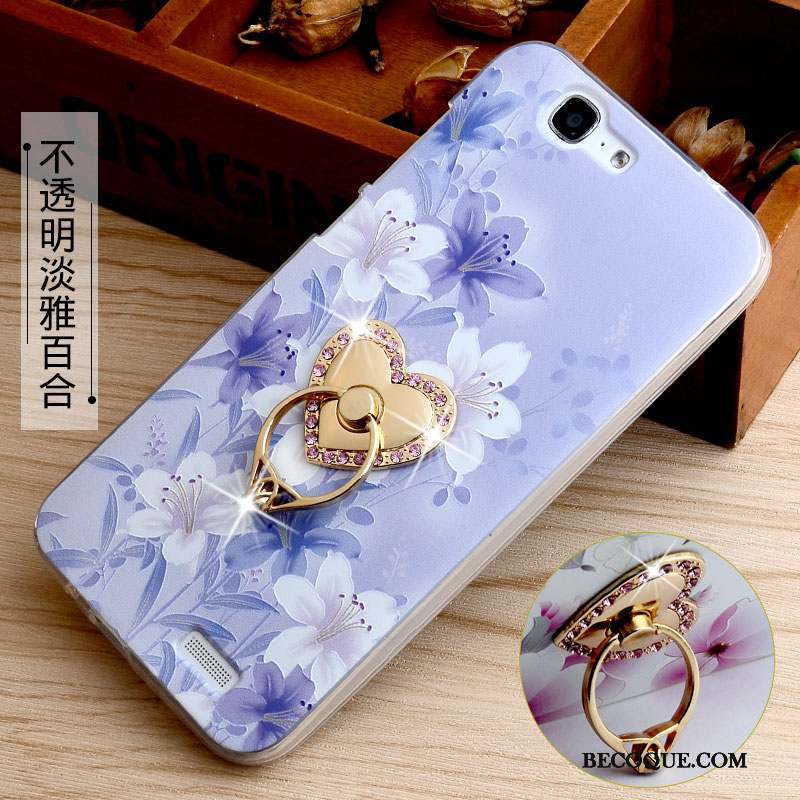 Huawei Ascend G7 Coque De Téléphone Gaufrage Incassable Rose Fluide Doux Protection