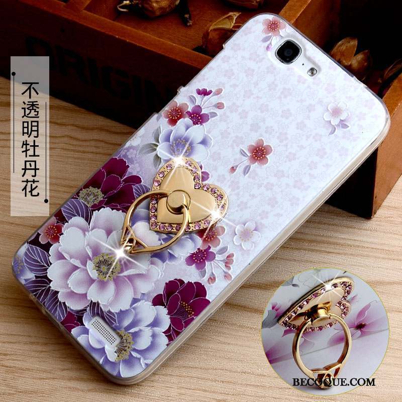 Huawei Ascend G7 Coque De Téléphone Gaufrage Incassable Rose Fluide Doux Protection