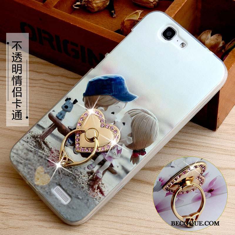 Huawei Ascend G7 Coque De Téléphone Gaufrage Incassable Rose Fluide Doux Protection