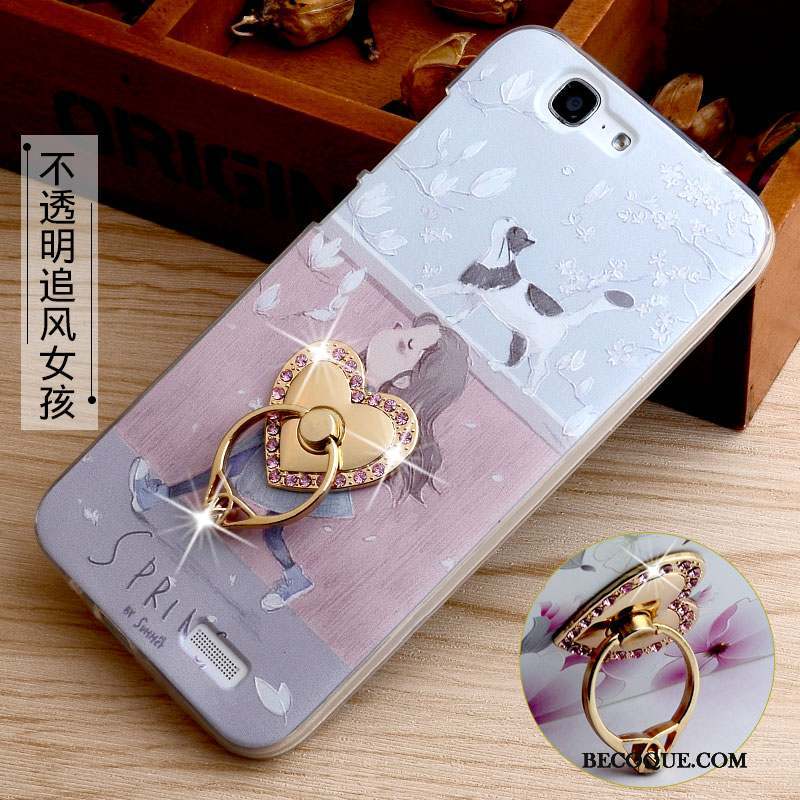 Huawei Ascend G7 Coque De Téléphone Gaufrage Incassable Rose Fluide Doux Protection