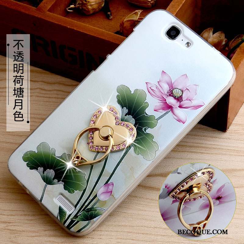 Huawei Ascend G7 Coque De Téléphone Gaufrage Incassable Rose Fluide Doux Protection