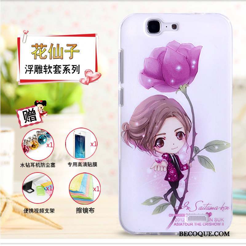 Huawei Ascend G7 Fluide Doux Rose Coque De Téléphone Protection Étui Gaufrage