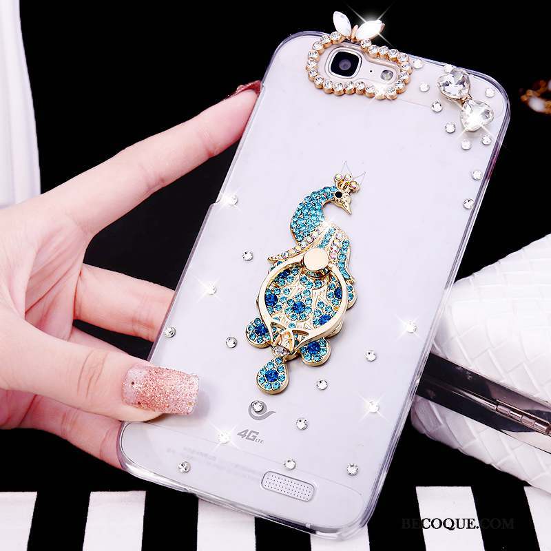 Huawei Ascend G7 Tendance Anneau Étui Rose Coque De Téléphone Strass