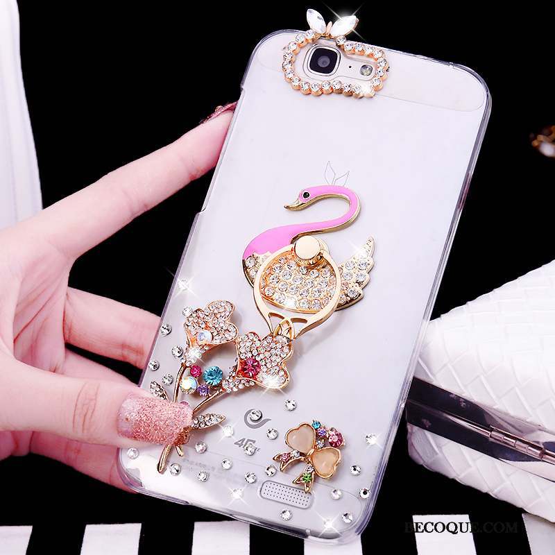 Huawei Ascend G7 Tendance Anneau Étui Rose Coque De Téléphone Strass