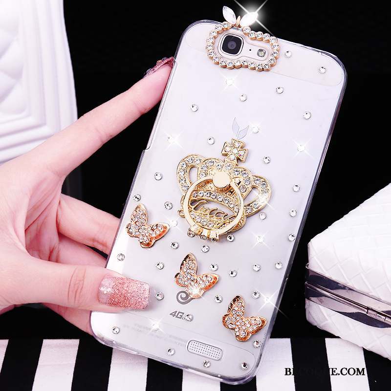 Huawei Ascend G7 Tendance Anneau Étui Rose Coque De Téléphone Strass