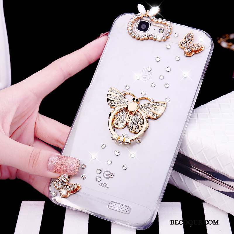 Huawei Ascend G7 Tendance Anneau Étui Rose Coque De Téléphone Strass