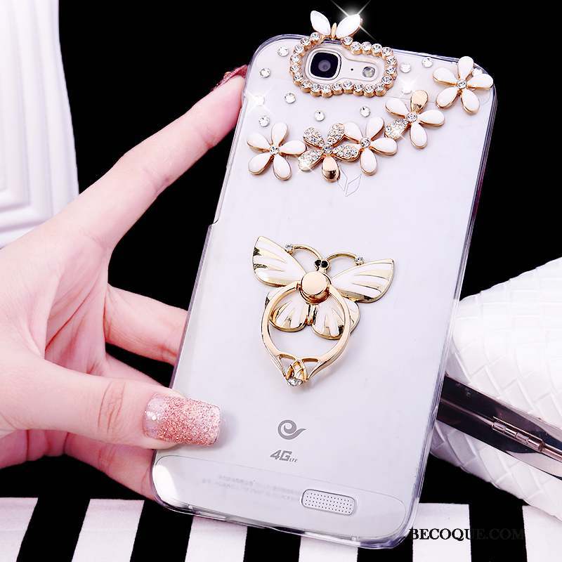 Huawei Ascend G7 Tendance Anneau Étui Rose Coque De Téléphone Strass