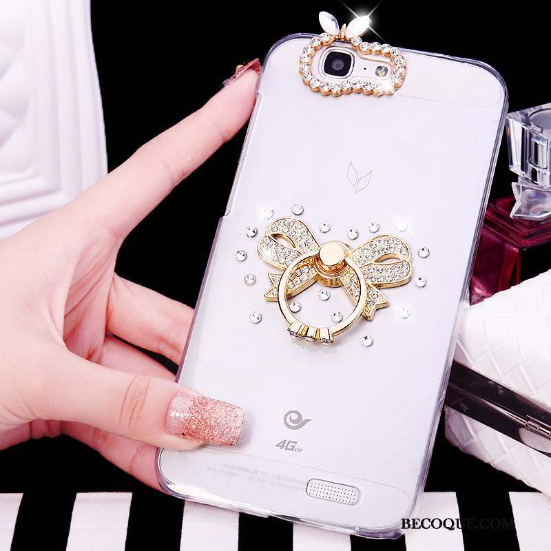 Huawei Ascend G7 Tendance Anneau Étui Rose Coque De Téléphone Strass