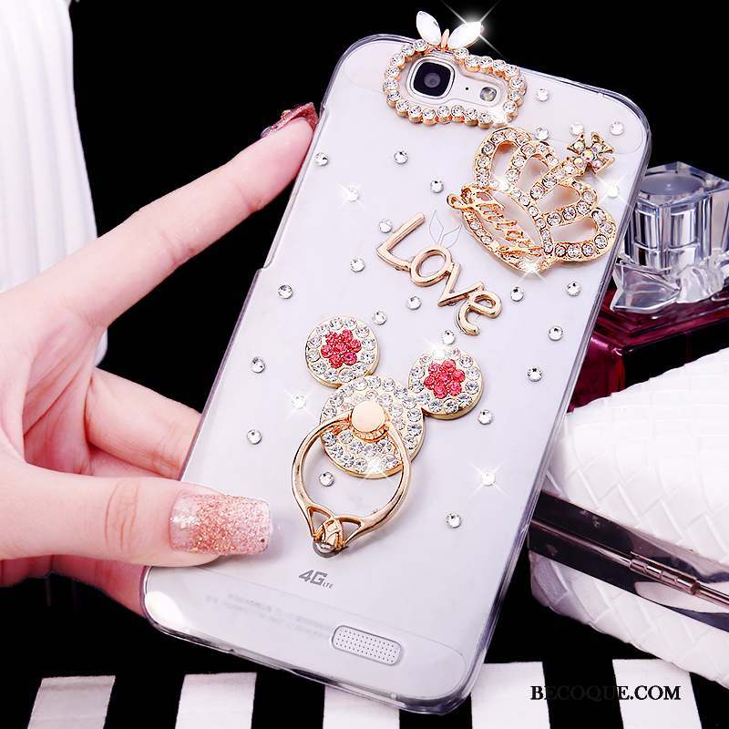 Huawei Ascend G7 Tendance Anneau Étui Rose Coque De Téléphone Strass