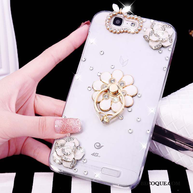 Huawei Ascend G7 Tendance Anneau Étui Rose Coque De Téléphone Strass