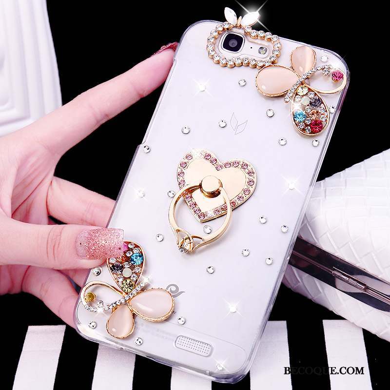 Huawei Ascend G7 Tendance Anneau Étui Rose Coque De Téléphone Strass