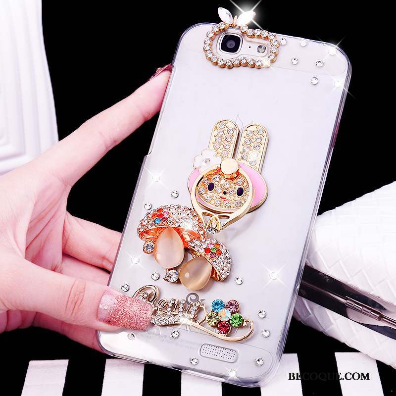 Huawei Ascend G7 Tendance Anneau Étui Rose Coque De Téléphone Strass