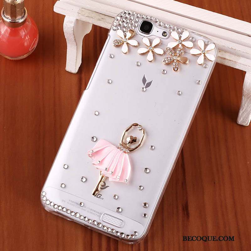 Huawei Ascend G7 Transparent Étui Difficile Coque De Téléphone Protection Strass