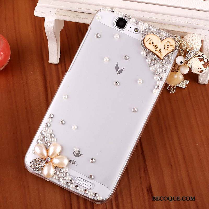 Huawei Ascend G7 Transparent Étui Difficile Coque De Téléphone Protection Strass