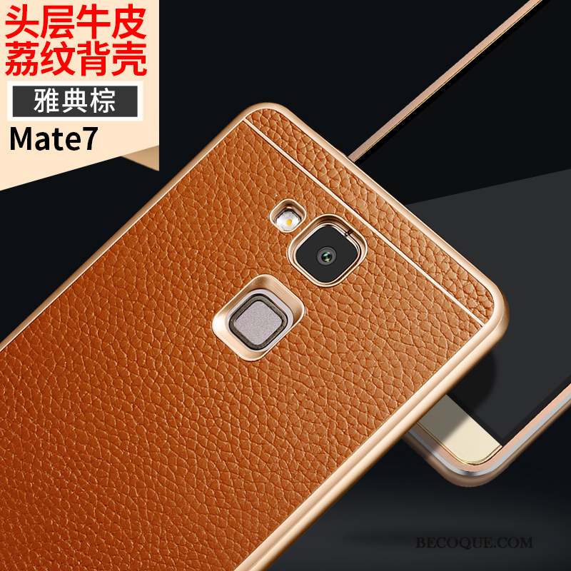 Huawei Ascend Mate 7 Coque De Téléphone Border Protection Étui Marron