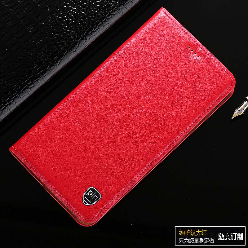 Huawei Ascend Mate 7 Coque De Téléphone Rouge Étui Étui En Cuir Protection Cuir Véritable