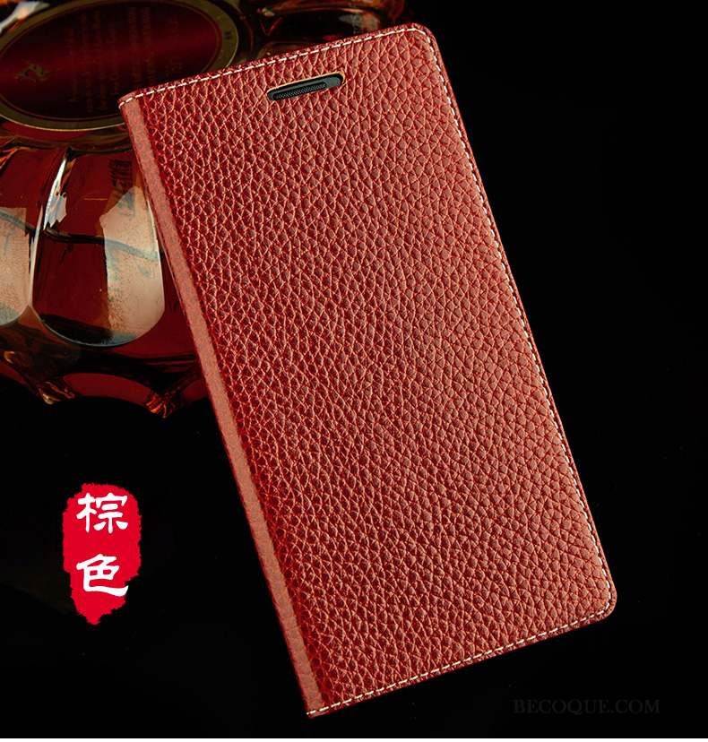 Huawei Ascend Mate 7 Coque Protection Incassable Rouge Étui En Cuir Cuir Véritable Grand