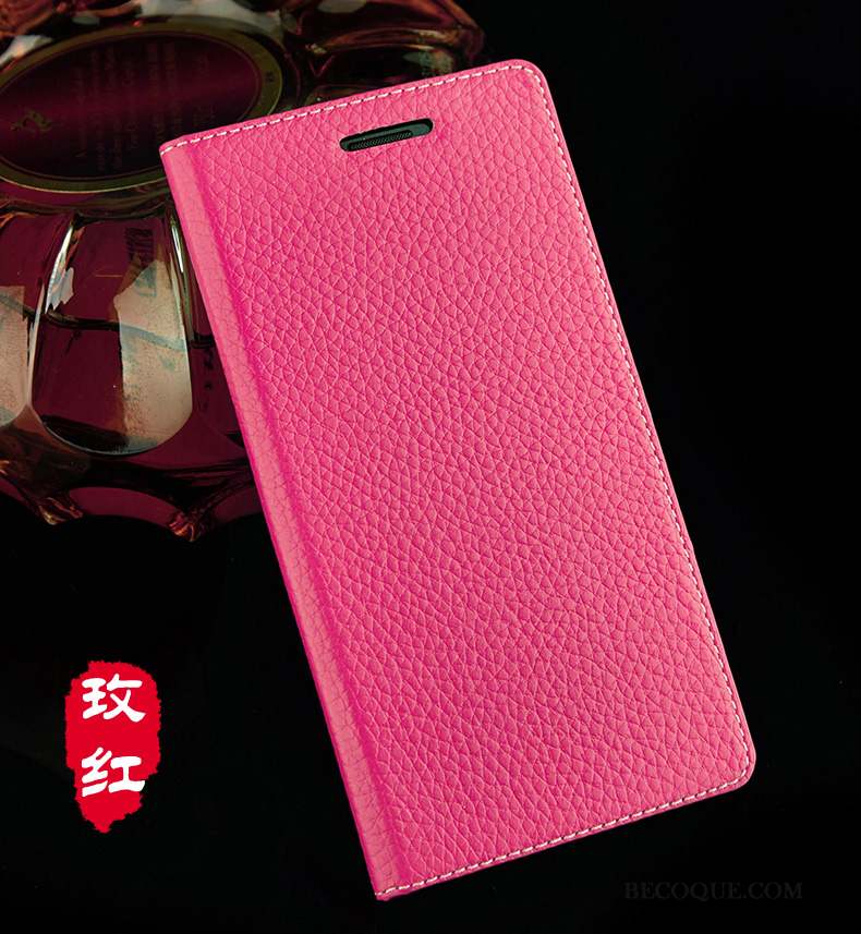 Huawei Ascend Mate 7 Coque Protection Incassable Rouge Étui En Cuir Cuir Véritable Grand