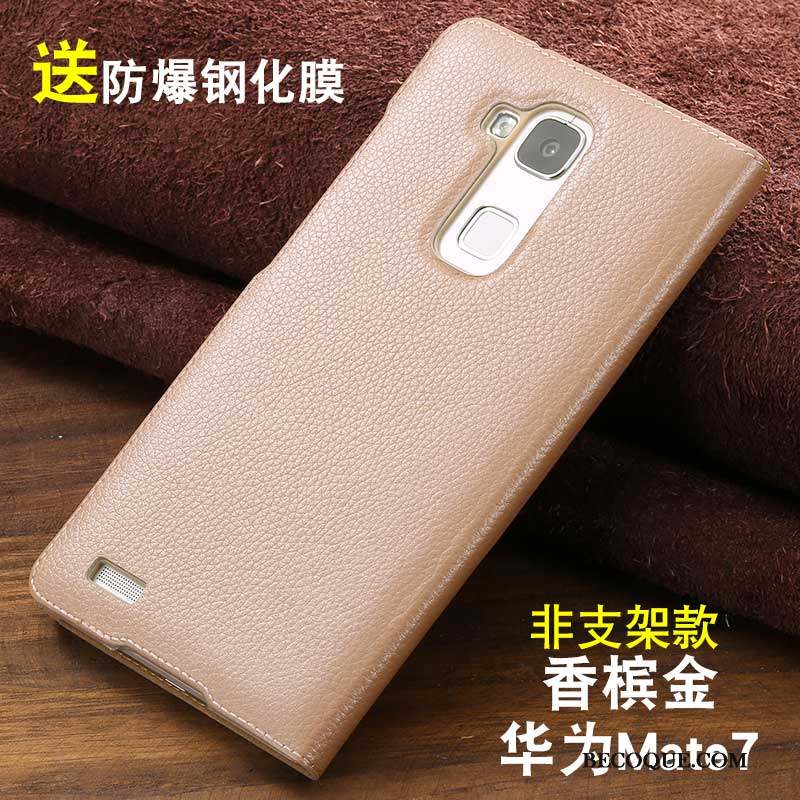 Huawei Ascend Mate 7 Cuir Véritable Protection Incassable Coque Étui Business