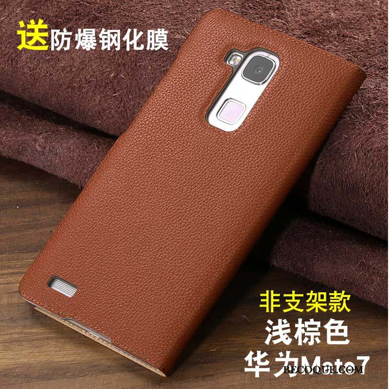 Huawei Ascend Mate 7 Cuir Véritable Protection Incassable Coque Étui Business