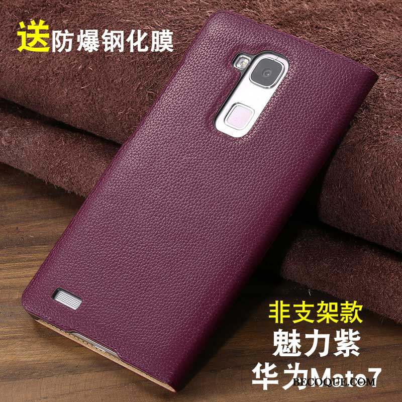 Huawei Ascend Mate 7 Cuir Véritable Protection Incassable Coque Étui Business