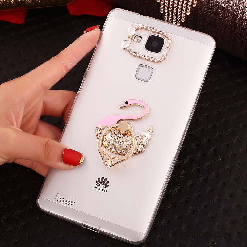 Huawei Ascend Mate 7 Fluide Doux Étui Coque Or Strass Téléphone Portable