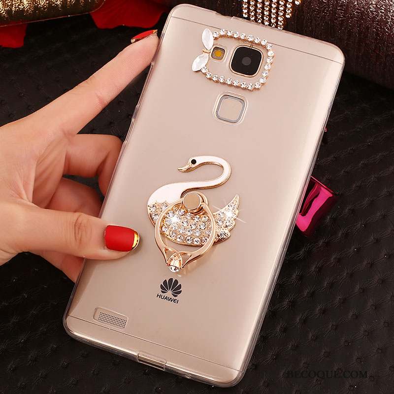 Huawei Ascend Mate 7 Fluide Doux Étui Coque Or Strass Téléphone Portable