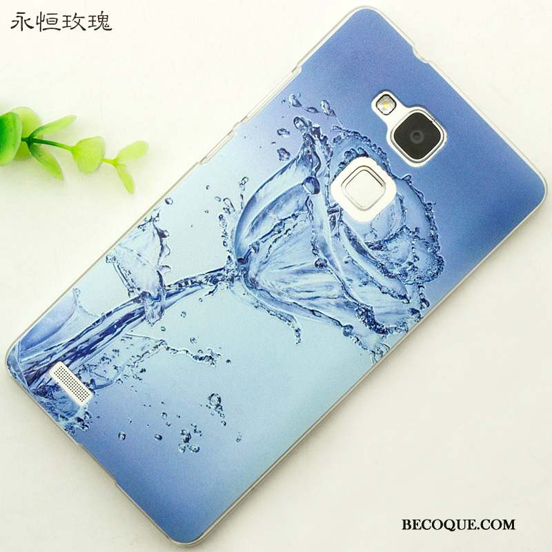 Huawei Ascend Mate 7 Gaufrage Frais Bleu Coque De Téléphone Incassable Protection