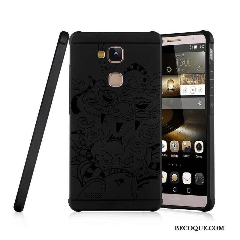Huawei Ascend Mate 7 Protection Fluide Doux Coque De Téléphone Tout Compris Noir Silicone