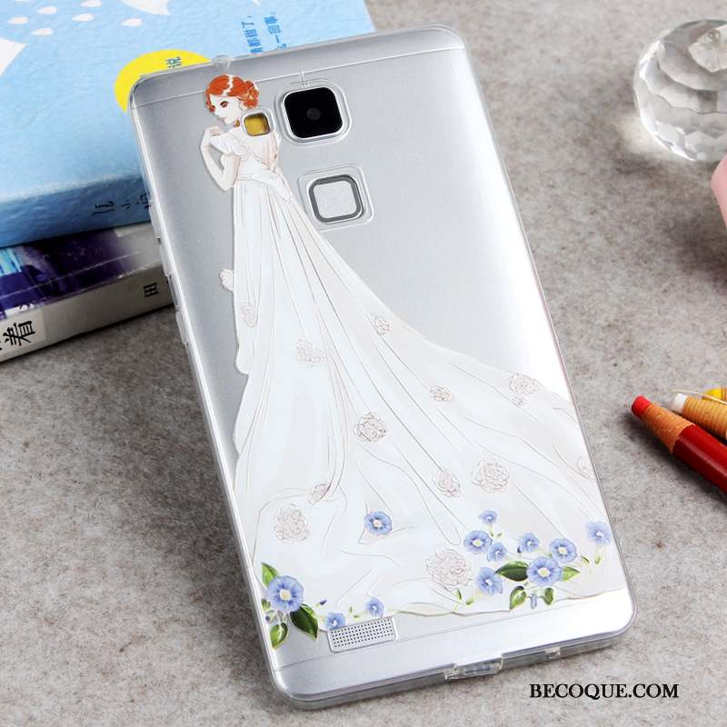 Huawei Ascend Mate 7 Silicone Étui Jaune Peinture Coque Téléphone Portable