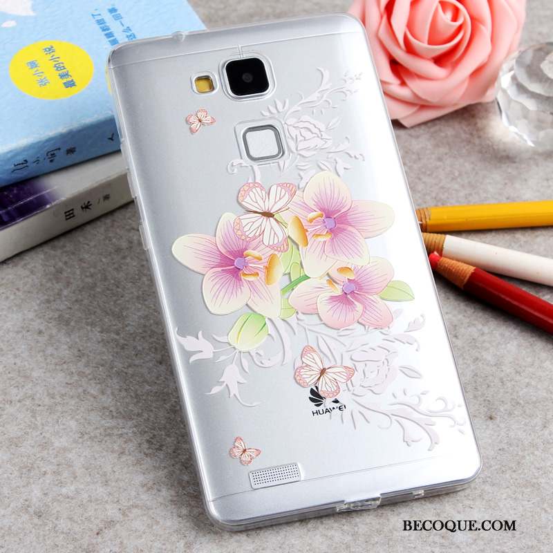 Huawei Ascend Mate 7 Silicone Étui Jaune Peinture Coque Téléphone Portable