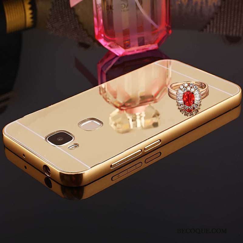 Huawei G7 Plus Border Protection Coque De Téléphone Miroir Métal Or Rose