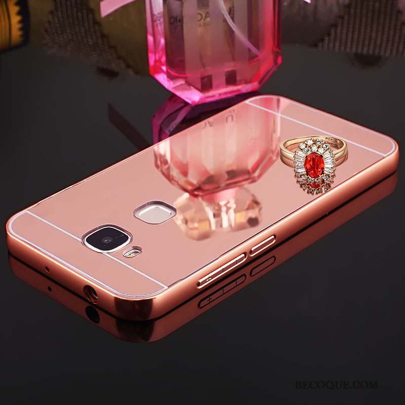 Huawei G7 Plus Border Protection Coque De Téléphone Miroir Métal Or Rose