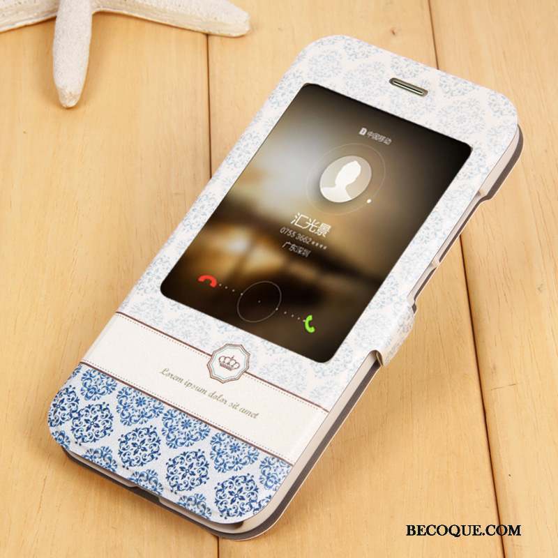 Huawei G7 Plus Coque Bleu Clair Étui En Cuir Réveillez-vous Clamshell Téléphone Portable Dessin Animé