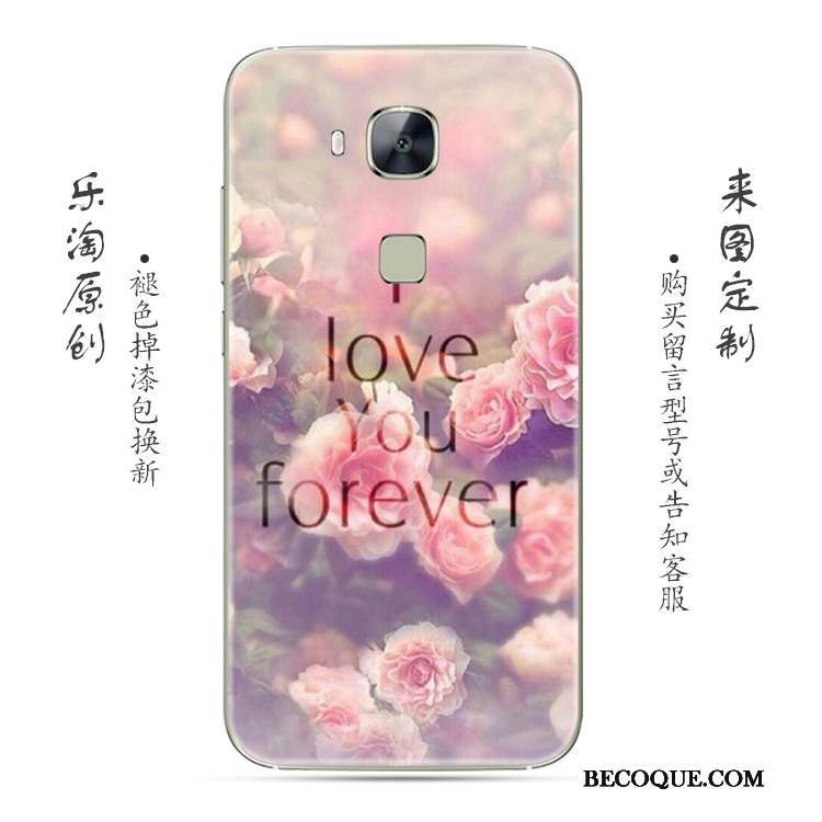 Huawei G7 Plus Coque Gris Fluide Doux Simple Transparent Rose Fleur