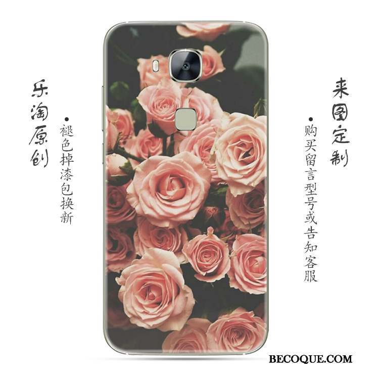 Huawei G7 Plus Coque Gris Fluide Doux Simple Transparent Rose Fleur