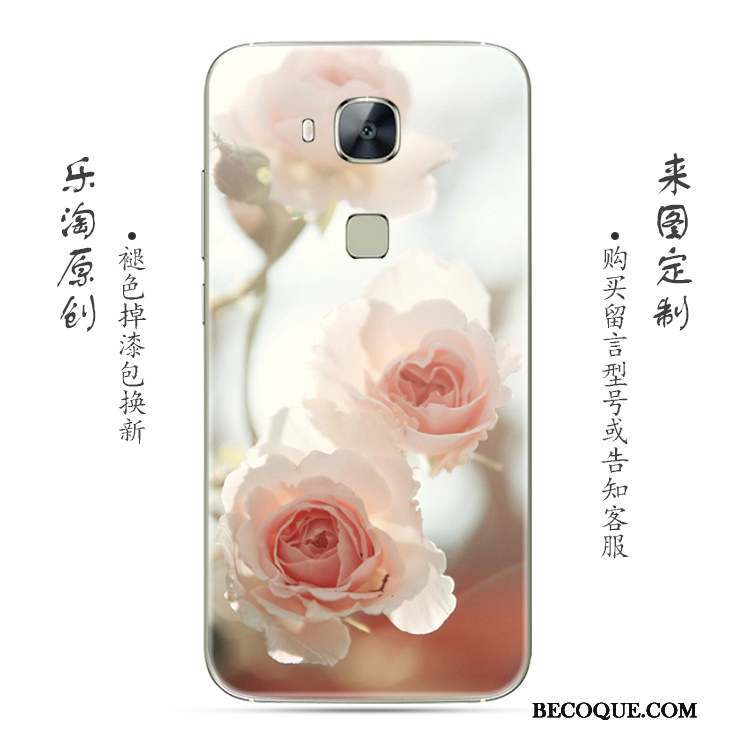 Huawei G7 Plus Coque Gris Fluide Doux Simple Transparent Rose Fleur