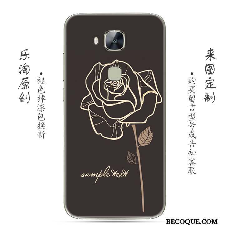 Huawei G7 Plus Coque Gris Fluide Doux Simple Transparent Rose Fleur