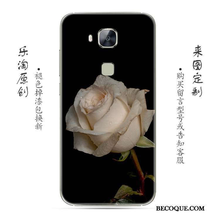 Huawei G7 Plus Coque Gris Fluide Doux Simple Transparent Rose Fleur