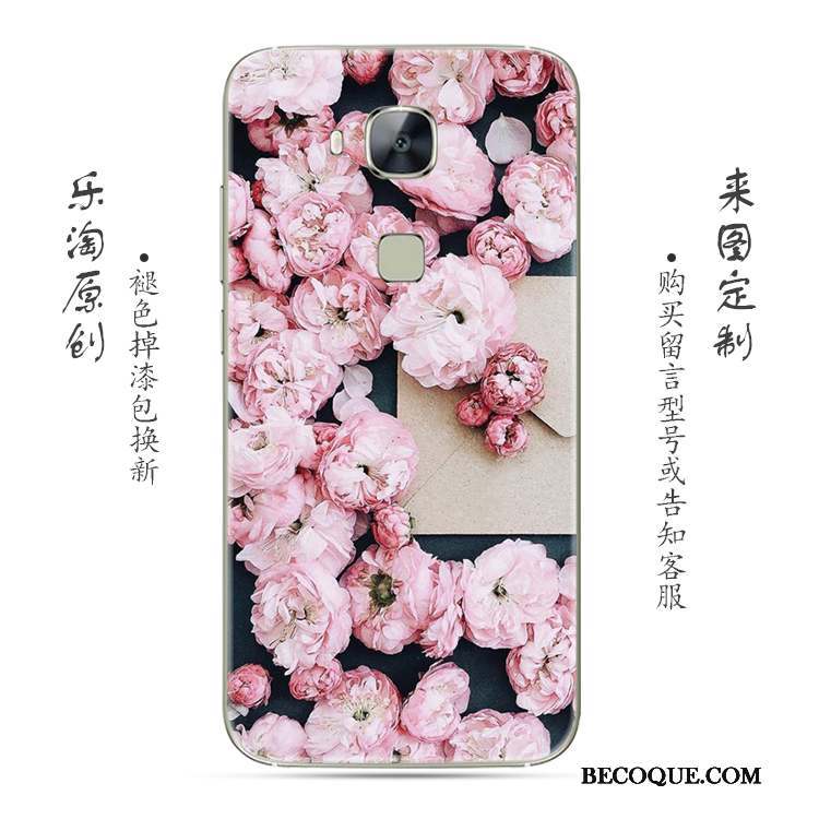 Huawei G7 Plus Coque Gris Fluide Doux Simple Transparent Rose Fleur