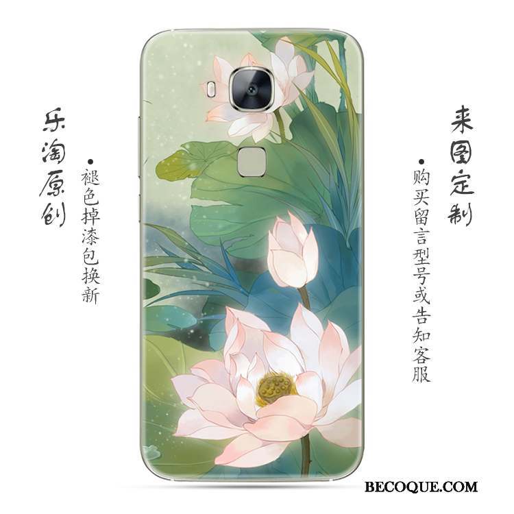 Huawei G7 Plus Coque Gris Fluide Doux Simple Transparent Rose Fleur