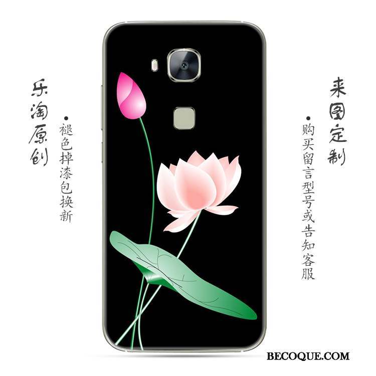 Huawei G7 Plus Coque Gris Fluide Doux Simple Transparent Rose Fleur